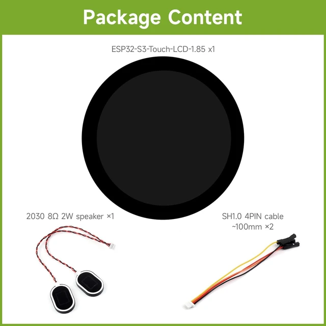 Alt view image 2 of 7 - Waveshare ESP32-S3 1.85inch Round Display Development Board 360×360, 32-Bit LX7 Dual-Core Processor, Up to 240MHz Frequency, Supports Wi-Fi & BLE 5, Accelerometer and Gyroscope Sensor, with Touch