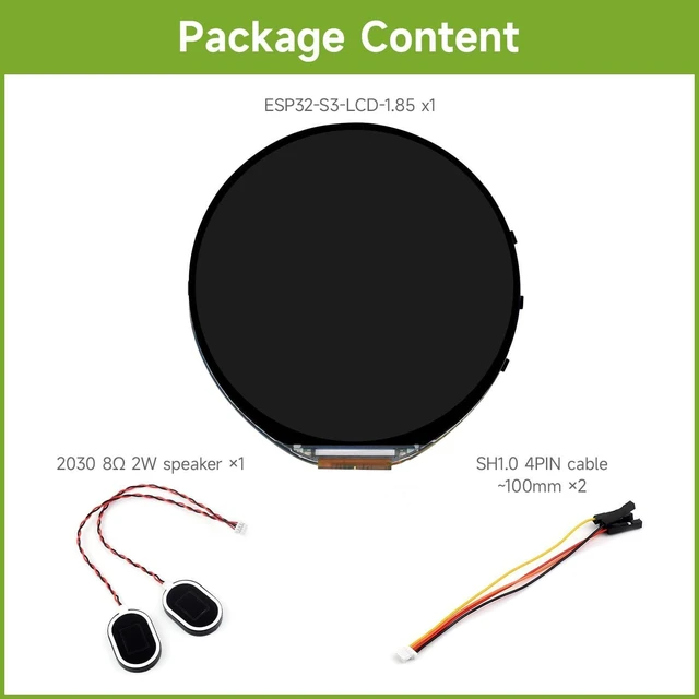 Alt view image 2 of 7 - Waveshare ESP32-S3 1.85inch Round Display Development Board 360×360, 32-Bit LX7 Dual-Core Processor, Up to 240MHz Frequency, Supports Wi-Fi & BLE 5, Accelerometer and Gyroscope Sensor, Without Touch