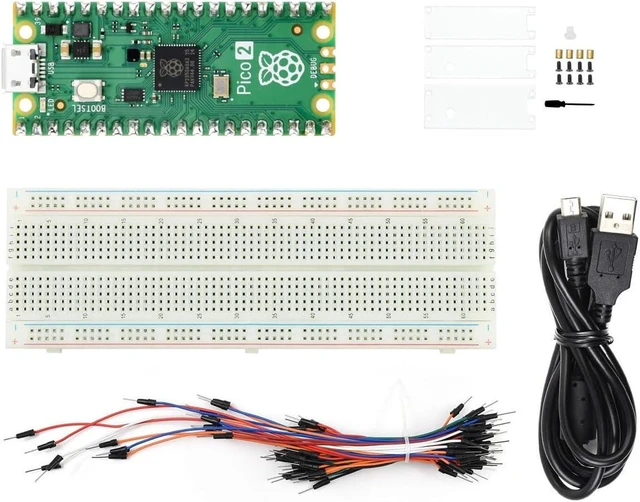 Main image of Waveshare Starter, Compatible with Raspberry Pi Pico 2 Microcontroller Board, Based On Official RP2350 Chip, Dual-Core & Dual-Architecture Design, 4 Items