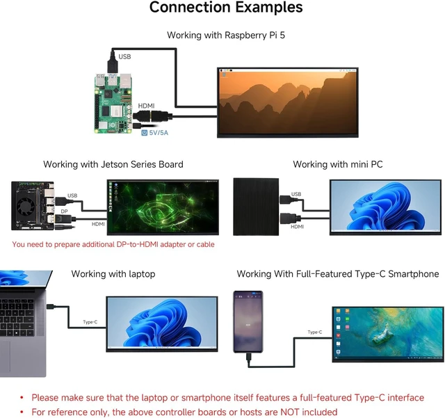 Alt view image 5 of 7 - Waveshare 11.6inch Capacitive Touch Display, in-Cell Technology, 1768×828, Compatible with Raspberry Pi 5/4B/3B/Zero/Zero W/Zero 2W/Pico/Pico, Supports Windows/Jetson Nano/TX2/Xavier NX/Orin