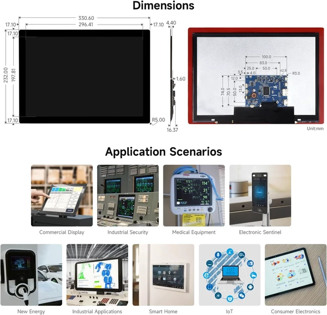 Alt view image 7 of 7 - waveshare 14inch 2K Capacitive Touch Display, Compatible with Raspberry Pi 5/4B/3B/Zero/Zero W/Zero 2W/Pico/Pico W/Pico WH, Supports Windows 11/10 / 8.1/8 / 7, Support Jetson Nano/Jetson Orin Nano
