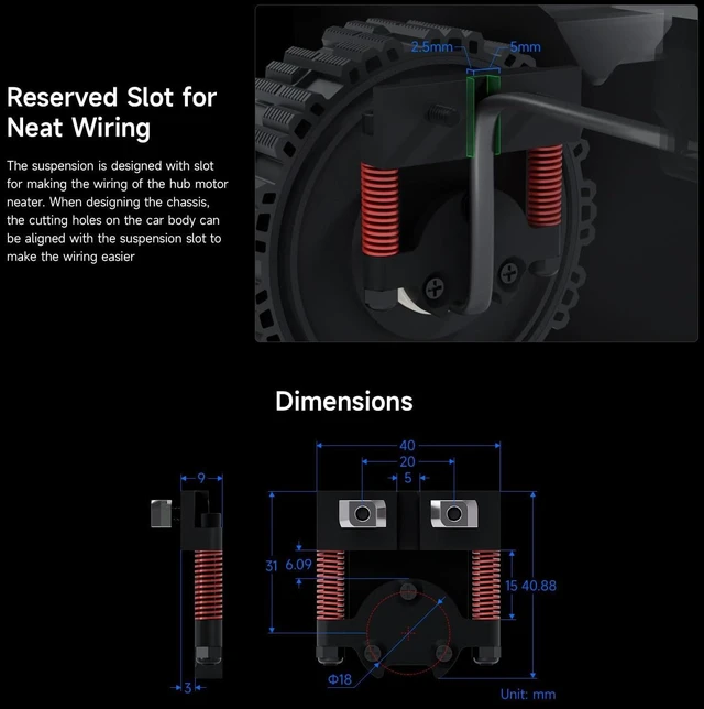 Alt view image 6 of 7 - Waveshare All-Metal Compact UGV Suspension (B), Suitable for DDSM210 and DDSM400 Hub Motors,Easy to Install, High-Strength Spring, 5KG Load Capacity