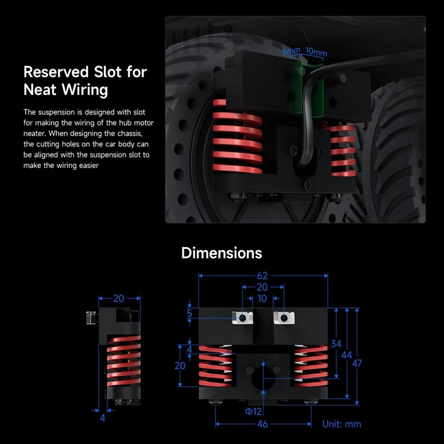 Alt view image 6 of 7 - Waveshare All-Metal Compact UGV Suspension (A), Suitable for DDSM115 Hub Motor,Easy to Install, High-Strength Spring, 7.5KG Load Capacity