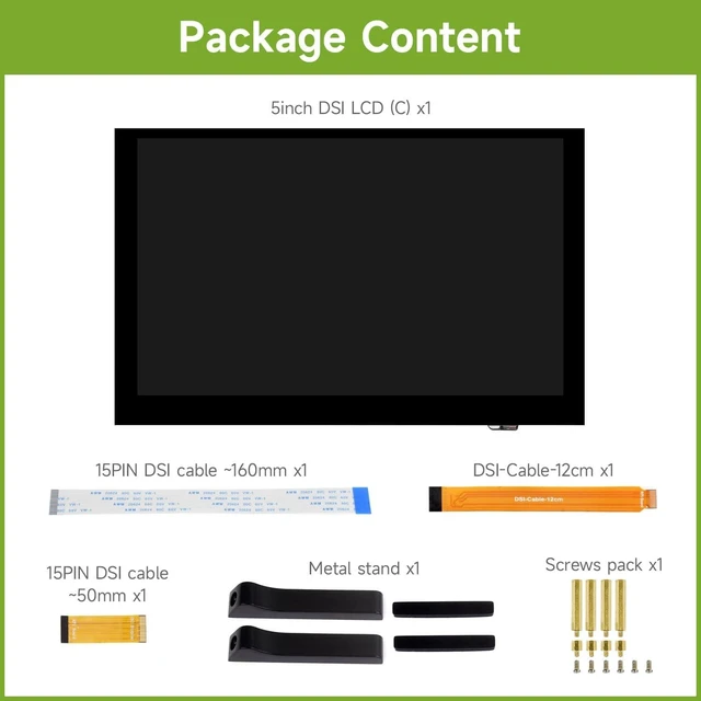Alt view image 2 of 7 - waveshare 5inch Capacitive Touch Display, compatilbe with Raspberry Pi 5/4B/3B/CM4/3, DSI Interface, IPS Panel, 1024x600 Pixels, Toughened Glass Panel, No Driver Required