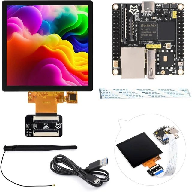 Main image of Luckfox Pico Ultra RV1106 Linux Micro Development Board, Integrates ARM Cortex-A7/RISC-V MCU/NPU/ISP Processors, Comes with Wireless and 4inch Display 480x480 Pixels, Doesn't Include PoE Module
