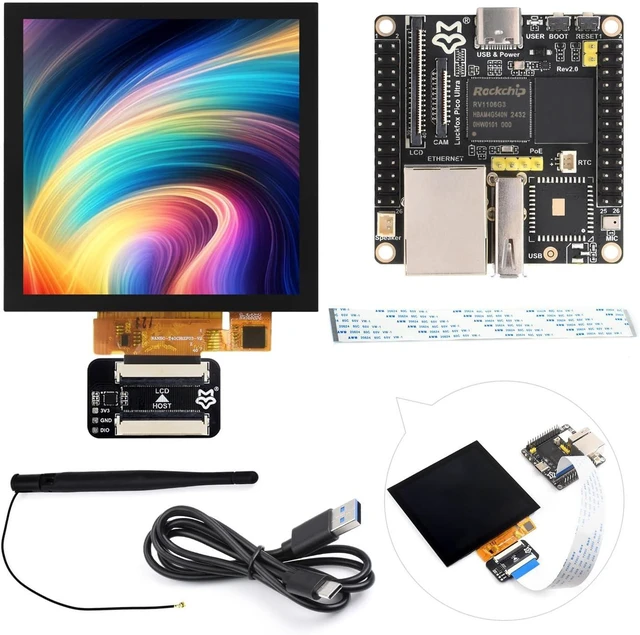 Main image of Waveshare Luckfox Pico Ultra RV1106 Linux Micro Development Board, Integrates ARM Cortex-A7/RISC-V MCU/NPU/ISP Processors, with Wireless and 4inch Display 720x720 Pixels, Doesn't Include PoE Module