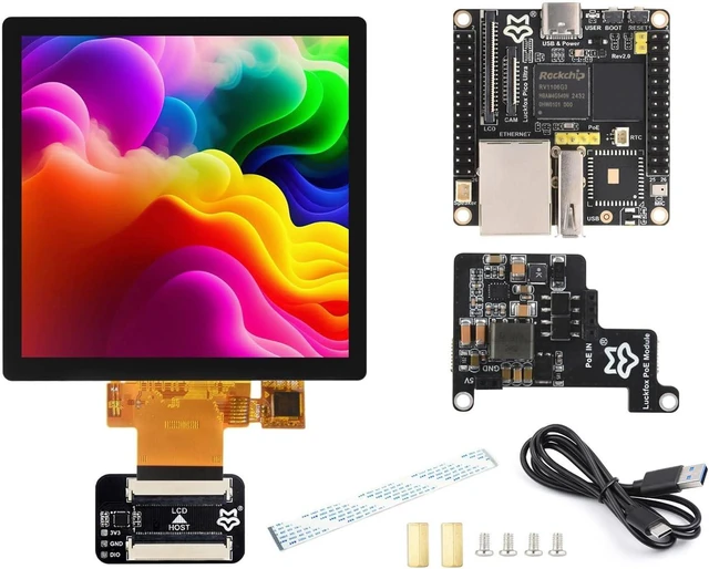 Main image of Waveshare Luckfox Pico Ultra RV1106 Linux Micro Development Board, Integrates ARM Cortex-A7/RISC-V MCU/NPU/ISP Processors, Without Wireless, Comes with PoE Module and 4inch Display 480x480 Pixels