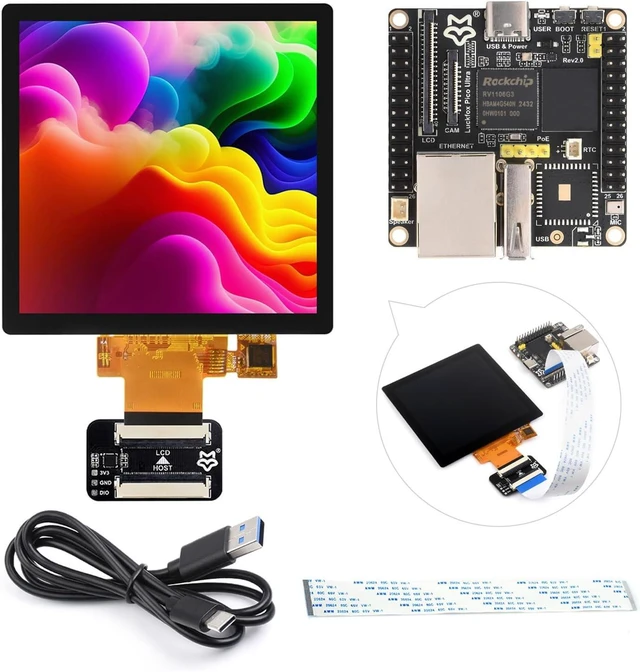 Main image of Waveshare Luckfox Pico Ultra RV1106 Linux Micro Development Board, Integrates ARM Cortex-A7/RISC-V MCU/NPU/ISP Processors, Without Wireless and PoE Module, Comes with 4inch IPS Display 480x480 Pixels