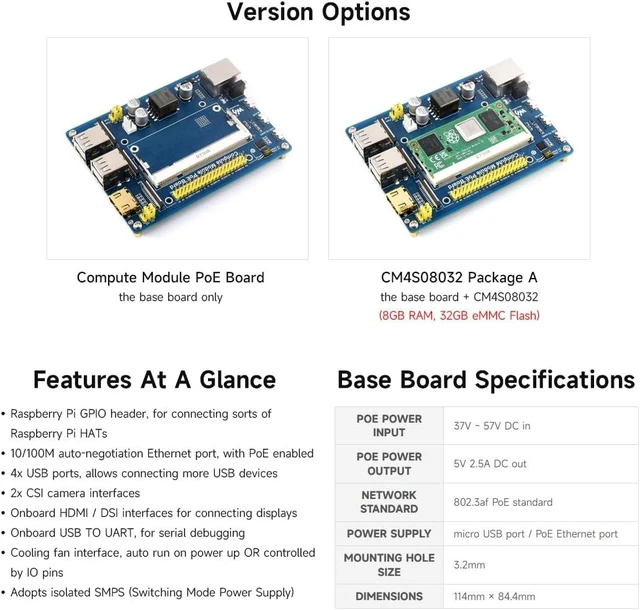 Alt view image 4 of 7 - Waveshare Compute Module IO Board with PoE Feature Composite Breakout Board for Developing with Raspberry Pi CM3 / CM3L / CM3+ / CM3+L