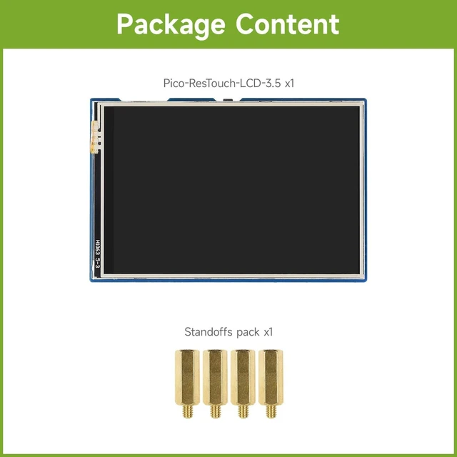 Alt view image 2 of 7 - Waveshare 3.5inch Touch Display Module, Compatible with Raspberry Pi Pico/Pico W/Pico WH, Resistive Touch Controller XPT2046, ILI9488 Driver, Using SPI Bus, 65K Colors, 480×320 Pixels, SPI Interface