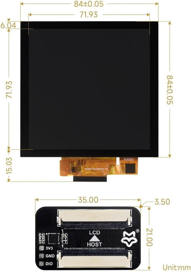 Alt view image 6 of 6 - Waveshare 4inch IPS Capacitive Touch Display, Compatible with Luckfox Pico Ultra and Luckfox Pico Ultra W, 720×720 Pixels, RGB Communication Interface