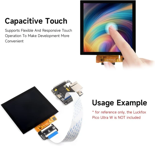 Alt view image 5 of 6 - Waveshare 4inch IPS Capacitive Touch Display, Compatible with Luckfox Pico Ultra and Luckfox Pico Ultra W, 720×720 Pixels, RGB Communication Interface