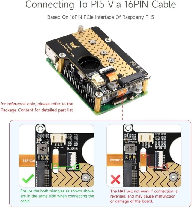 Alt view image 4 of 7 - Waveshare PCIe to M.2 Adapter Board (D), Compatible with Raspberry Pi 5, Supports NVMe Protocol M.2 Solid State Drive, High-Speed Reading/Writing