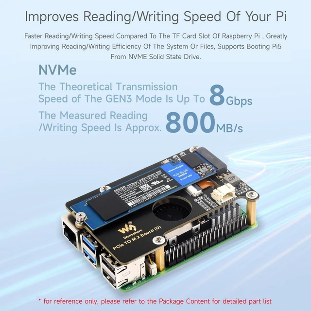 Alt view image 6 of 7 - Waveshare PCIe to M.2 Adapter Board (D), Compatible with Raspberry Pi 5, Supports NVMe Protocol M.2 Solid State Drive, High-Speed Reading/Writing