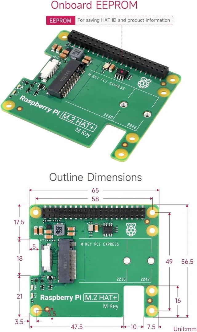 Alt view image 7 of 7 - Waveshare PCIe to M.2 HAT Package A, Compatible with Raspberry Pi 5, High-Speed Reading/Writing, HAT + Standard, Supports NVMe Protocol M.2 Solid State Drive, Comes with a Pi5 Cooler