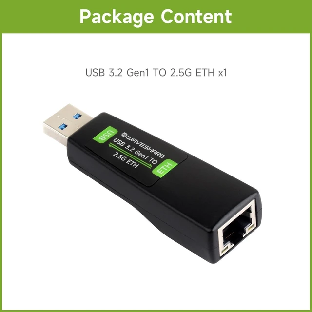 Alt view image 2 of 7 - Waveshare USB to 2.5G Ethernet Port Converter, High-Speed Networking, No Driver Required 2.5G USB Ethernet Adapter, Compatible with Raspberry Pi 5/Jetson Nano/PC and Windows/MacOS/Linux/Android System