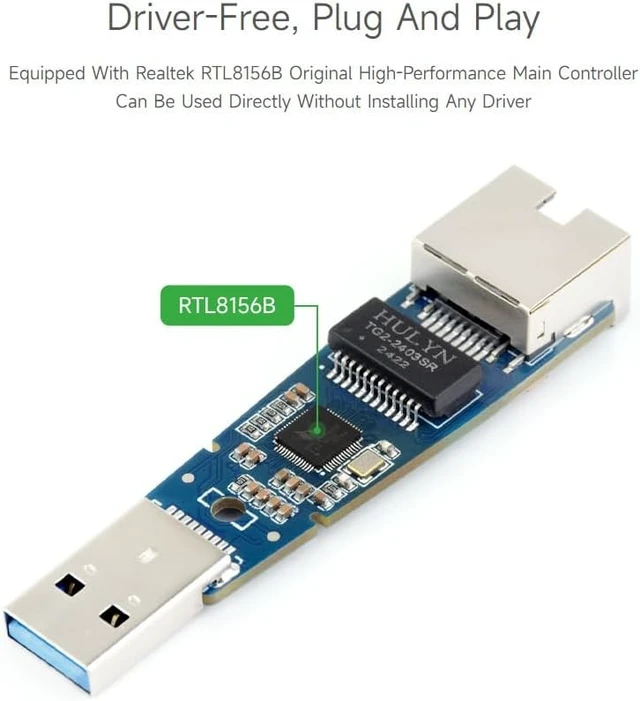 Alt view image 6 of 7 - Waveshare USB to 2.5G Ethernet Port Converter, High-Speed Networking, No Driver Required 2.5G USB Ethernet Adapter, Compatible with Raspberry Pi 5/Jetson Nano/PC and Windows/MacOS/Linux/Android System