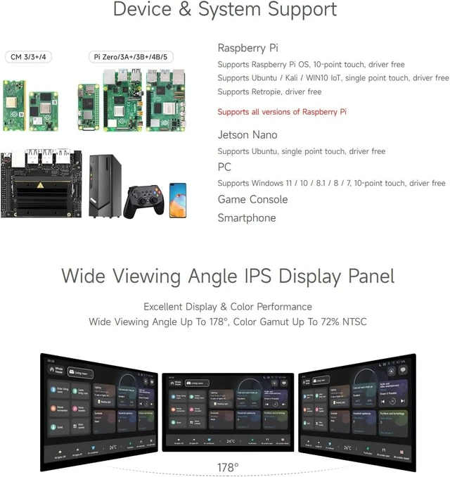 Alt view image 4 of 7 - waveshare 18.5inch Capacitive Touch Display, Compatible with Raspberry Pi 5/4b/3b/Zero/Zero W/Zero 2W/Pico/Pico W/Pico WH, 1920×1080 Full HD, Brightness Adjustable, Supports Windows