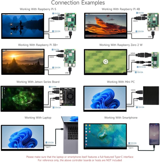 Alt view image 5 of 7 - waveshare 18.5inch Capacitive Touch Display, Compatible with Raspberry Pi 5/4b/3b/Zero/Zero W/Zero 2W/Pico/Pico W/Pico WH, 1920×1080 Full HD, Brightness Adjustable, Supports Windows