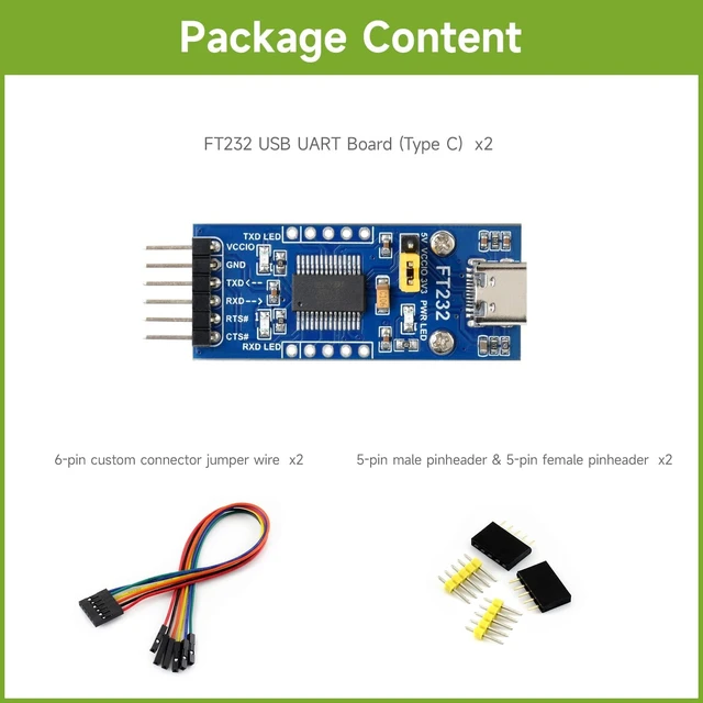 Alt view image 2 of 6 - Waveshare 2PCS FT232 USB to TTLUART Communication Module, USB Type C Connector, Compatible with Mac OS, Linux, Android, Wince, Windows 7/8/8.1/10/11...