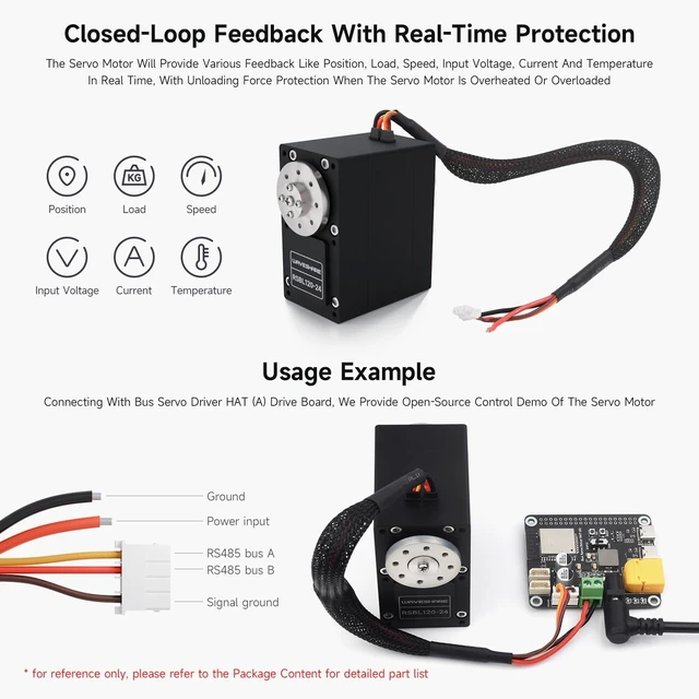 Alt view image 6 of 7 - Waveshare Servo Motor, 120kg.Cm RSBL120-24, High Precision and Large Torque, Aluminum Alloy Case, with Programmable 360° Magnetic Encoder, Multiple Operation Modes Switchable