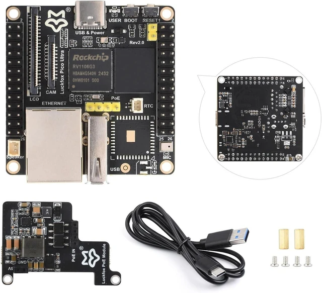 Main image of Waveshare Luckfox Pico Ultra RV1106 Linux Micro Development Board, Integrates ARM Cortex-A7/RISC-V MCU/NPU/ISP Processors, with 8GB EMMC, with PoE Module