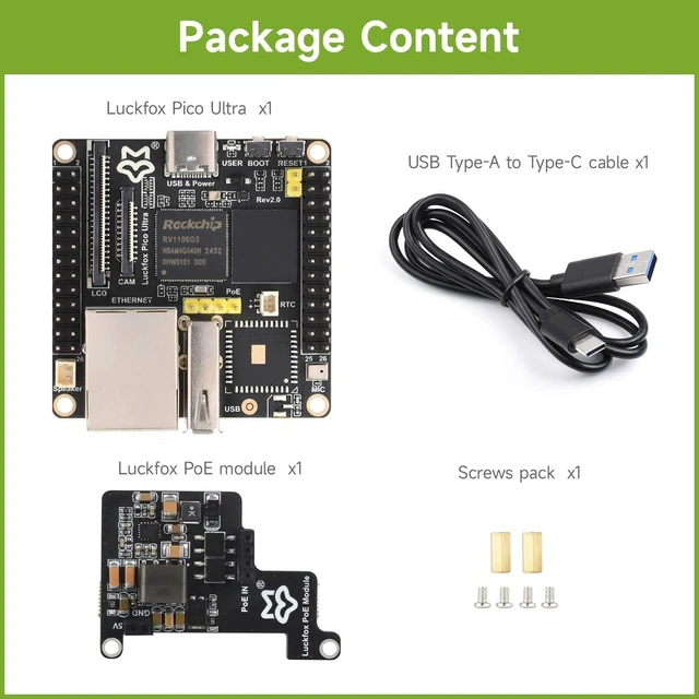 Alt view image 2 of 7 - Waveshare Luckfox Pico Ultra RV1106 Linux Micro Development Board, Integrates ARM Cortex-A7/RISC-V MCU/NPU/ISP Processors, with 8GB EMMC, with PoE Module