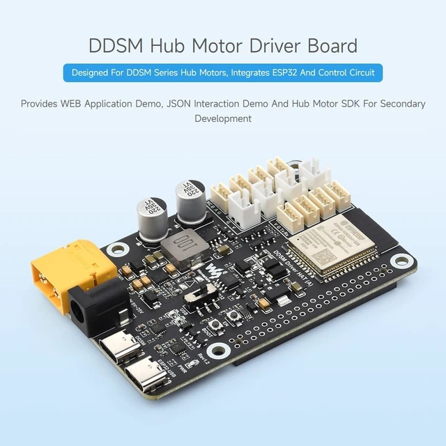 Alt view image 3 of 7 - Waveshare Direct Drive Servo Motor Driver Board, Support ESP Now, Integrates ESP32 and Control Circuit, Suitable for DDSM Series Hub Motors