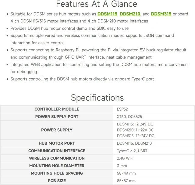 Alt view image 4 of 7 - Waveshare Direct Drive Servo Motor Driver Board, Support ESP Now, Integrates ESP32 and Control Circuit, Suitable for DDSM Series Hub Motors