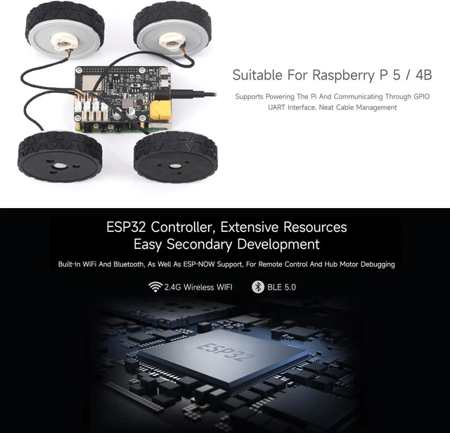 Alt view image 7 of 7 - Waveshare Direct Drive Servo Motor Driver Board, Support ESP Now, Integrates ESP32 and Control Circuit, Suitable for DDSM Series Hub Motors