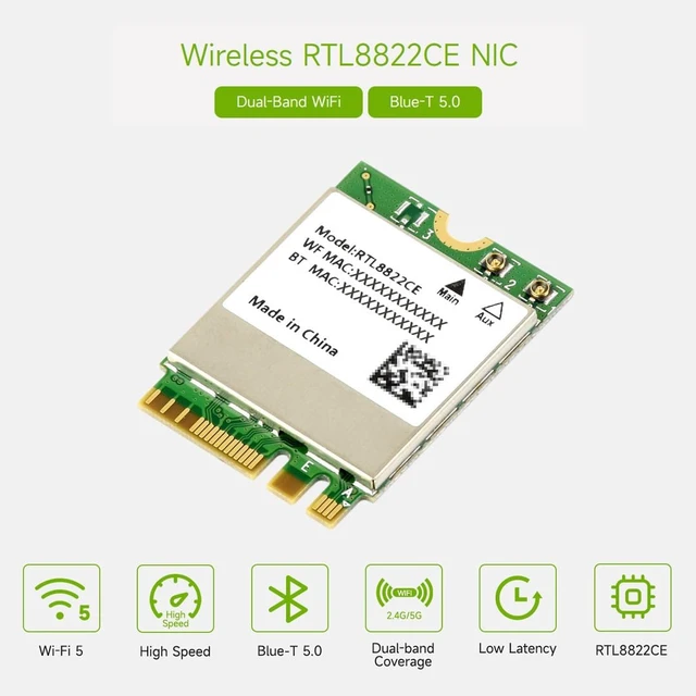 Alt view image 3 of 7 - Waveshare RTL8822CE Wireless NIC, 2.4G/5GHz Dual-Band WiFi 5, BLT 5.0, High Speed and Low Latency, RTL8822CE-CG Core, High Speed Wireless Card, Compatible with Linux, Windows 10/11, etc.