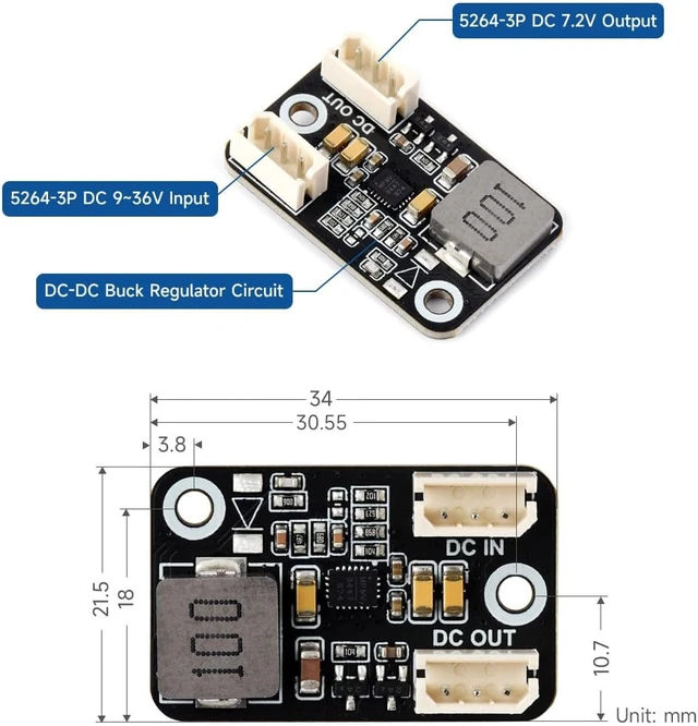 Alt view image 6 of 6 - waveshare Serial Bus Servo DC Buck Adapter, Mini Module, Design for Serial Bus Servos, Easy to Use, 7.2V Buck Regulator, Suitable for the servos Such as SC15 Servo and SC09 Servo