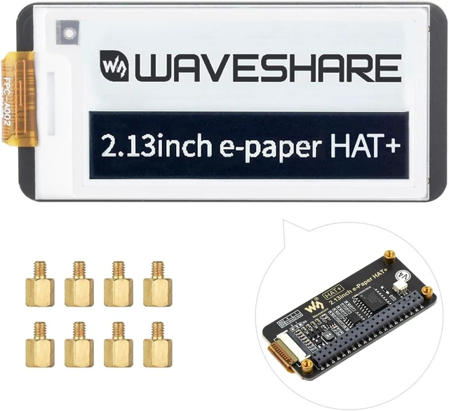 Main image of waveshare 2.13inch E-Paper, Compatible with Raspberry Pi 5/4B/3B+/3B/ and Zero Series Boards, E-Ink Screen for Pwnagotchi Kit, SPI Interface, HAT+ Standard