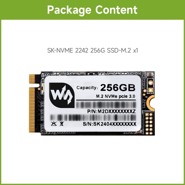 Alt view image 2 of 6 - Waveshare 256GB Solid State Drive, SK M2 NVME 2242, 3D TLC Flash Memory, High-Speed Reading/Writing, More Reliable & Durable-256GB