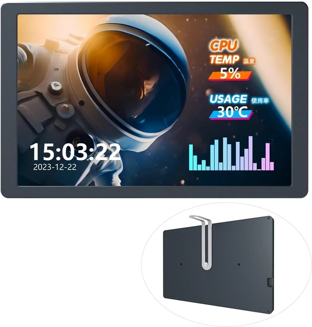 Main image of Waveshare 8inch USB Monitor, 1280 x 800 Resolution, PC Case Secondary Screen/Desktop RGB Ambient Screen, IPS Panel, with Music Spectrum Analysis Function, Type-C Interface, CNC Metal Case, Black