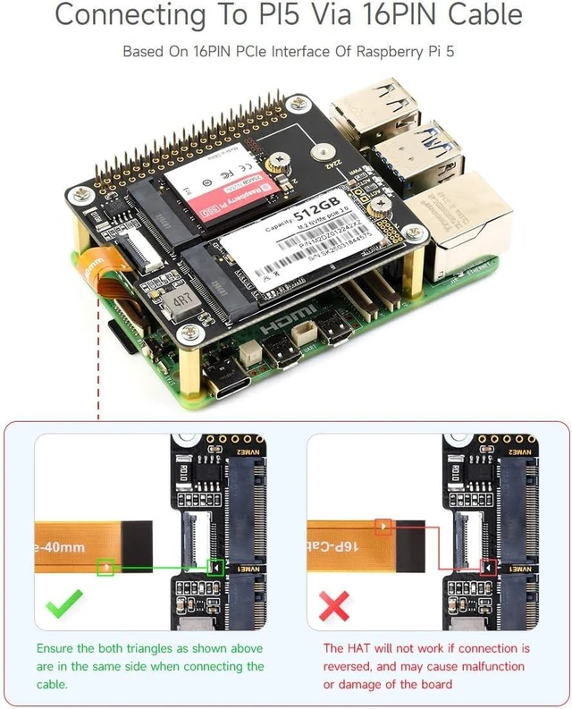 Alt view image 4 of 7 - waveshare PCIe to 2-Ch M.2 Adapter for Raspberry Pi 5, Compatible with 2230/2242 Size NVMe Solid State Drive, High-Speed Reading/Writing M.2 HAT