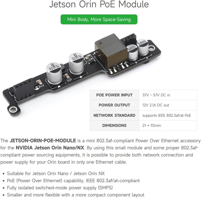 Alt view image 3 of 6 - Waveshare PoE Expansion Board for NV Jetson Orin Nano/NX, Mini Body, More Space Saving