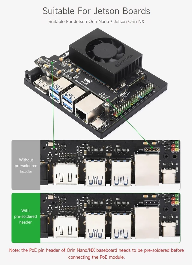 Alt view image 4 of 6 - Waveshare PoE Expansion Board for NV Jetson Orin Nano/NX, Mini Body, More Space Saving