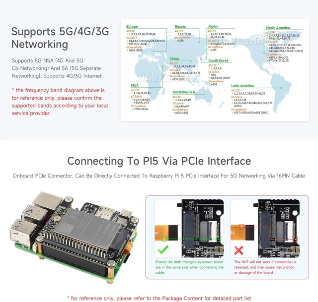 Alt view image 5 of 7 - Waveshare PCIe to 5G/4G/3G HAT Designed for Raspberry Pi 5, High-Speed Networking, Compatible with 3042/3052 Packages SIMCom/Quectel 5G Modules, Multi-OS Support, RM520N-GL 5G Module