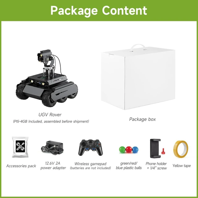 Alt view image 2 of 7 - Waveshare UGV Rover Open-Source 6 Wheels 4WD AI Robot,Compatible with Raspberry Pi 5, Dual Controllers, Comes with Pan-Tilt Module, PI5-4GB Included