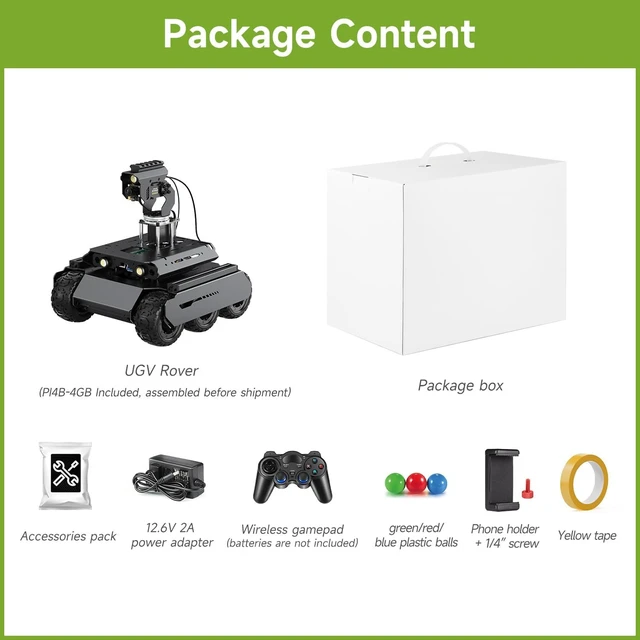 Alt view image 2 of 7 - Waveshare UGV Rover Open-Source 6 Wheels 4WD AI Robot,Compatible with Raspberry Pi 4B, Dual Controllers, Comes with Pan-Tilt Module, PI4B-4GB Included