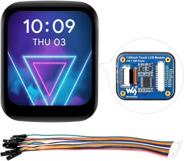 Main image of Waveshare 1.69inch Round LCD, Compatible with Raspberry Pi 5, Display Module with Touch Panel, Micro LCD Display, 240×280 Resolution, IPS, SPI and I2C Communication, 262K Display Color
