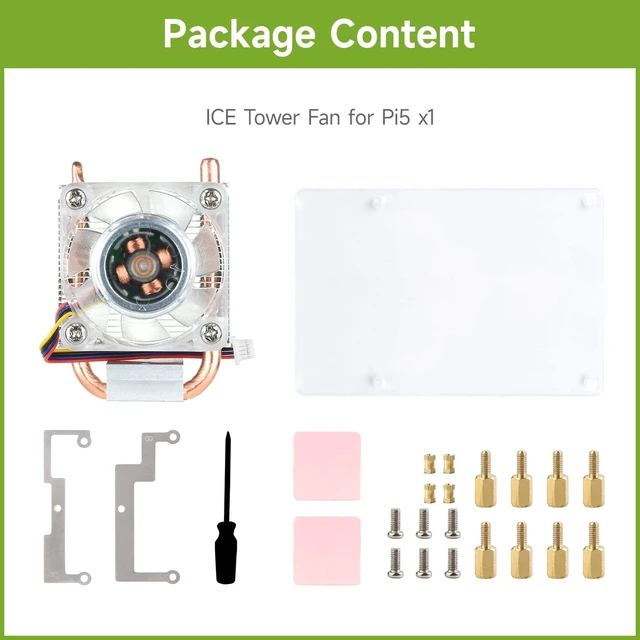 Alt view image 2 of 7 - Waveshare ICE Tower CPU Cooling Fan, Compatible with Raspberry Pi 5, U-Shaped Copper Tube, Cooling Fins, Cooler with Colorful RGB LED