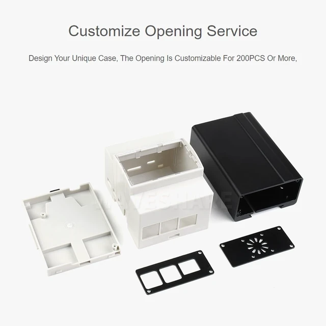 Alt view image 7 of 7 - Waveshare DIN Rail ABS Case, Compatible with Raspberry Pi 4,DIN Rail Mount Support, ABS Material, Clear Top Window, Large Inner Space