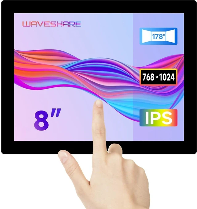 Main image of waveshare 8inch HDMI Display Monitor, Compatible with Raspberry Pi 5, 768×1024, IPS Panel, 10-Point Touch,Supports All Vversion Raspberry Pi, Supports Windows/Jetson Nano