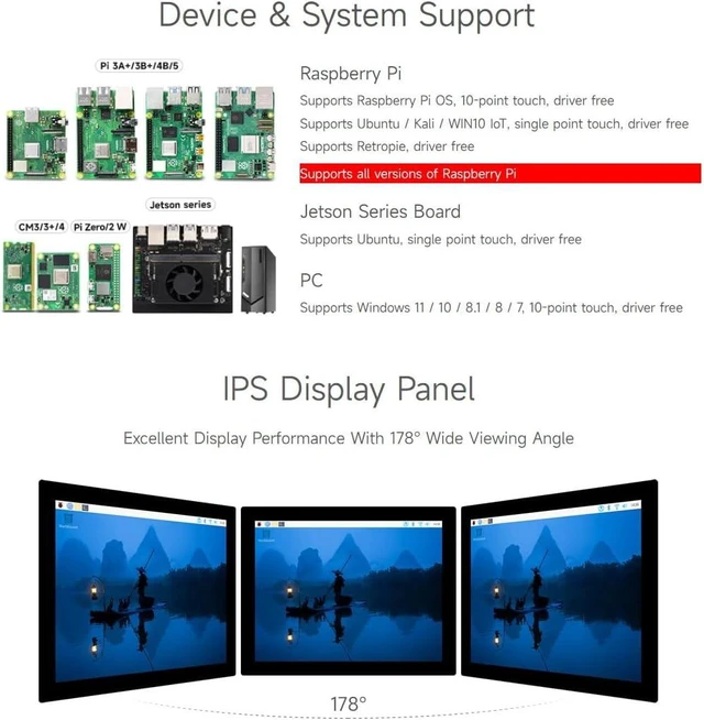 Alt view image 4 of 7 - waveshare 8inch HDMI Display Monitor, Compatible with Raspberry Pi 5, 768×1024, IPS Panel, 10-Point Touch,Supports All Vversion Raspberry Pi, Supports Windows/Jetson Nano