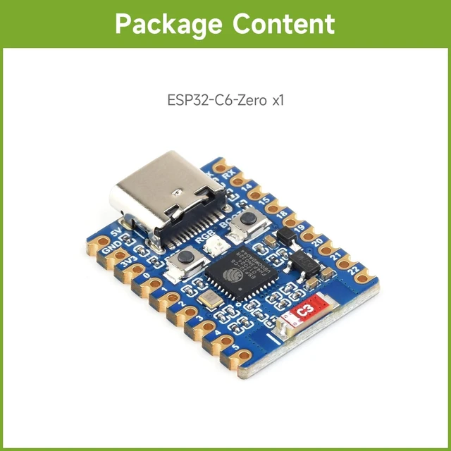 Alt view image 2 of 7 - Waveshare ESP32-C6 Mini Development Board, Based On ESP32-C6FH8, Dual Processors, 160MHz Running Frequency, 2.4GHz WiFi 6 & Bluetooth 5, ESP32 Development Board