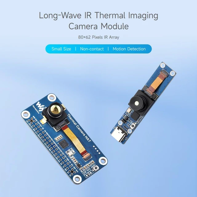 Alt view image 3 of 7 - waveshare Long-Wave IR Thermal Imaging Camera Module, 80×62 Pixels, 90°FOV, with 40PIN GPIO Header Connector, Wide Angle Version