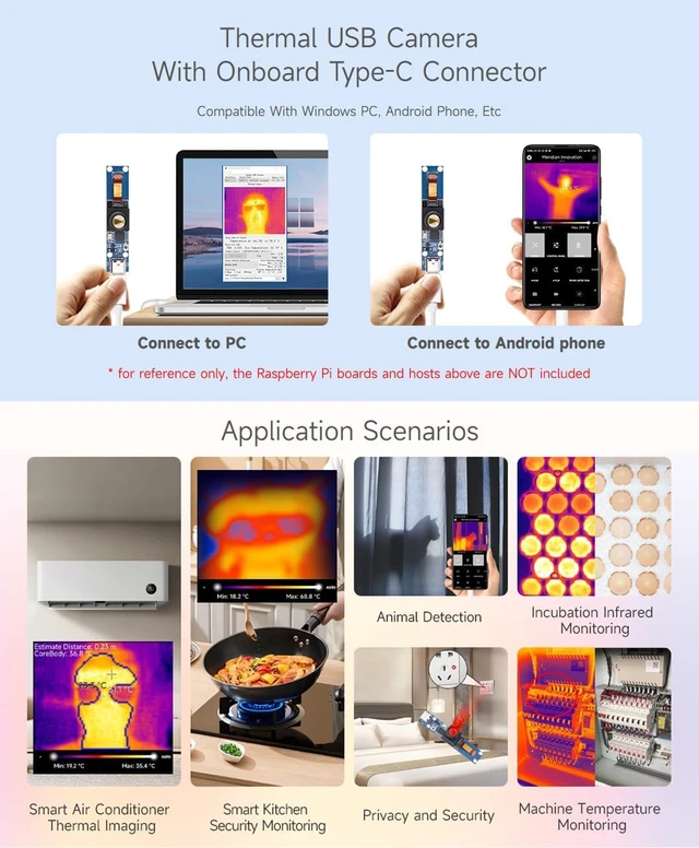 Alt view image 7 of 7 - waveshare Long-Wave IR Thermal Imaging Camera Module, 80×62 Pixels, 90°FOV, with 40PIN GPIO Header Connector, Wide Angle Version