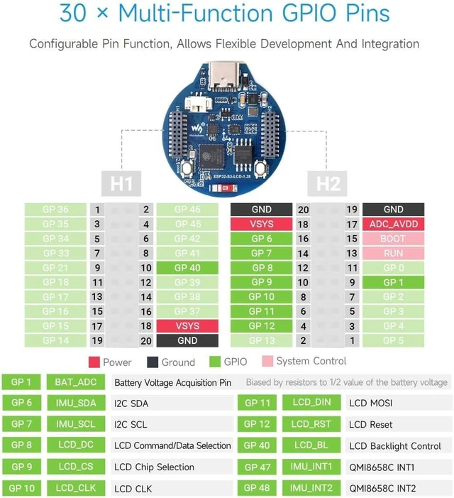 Alt view image 6 of 7 - Waveshare ESP32-S3 Development Board, 32-Bit LX7 Dual-Core Processor, Integrates GC9A01 Display Driver Chip, with 1.28inch IPS Round LCD, 240×240 Resolution, with CNC Metal Case